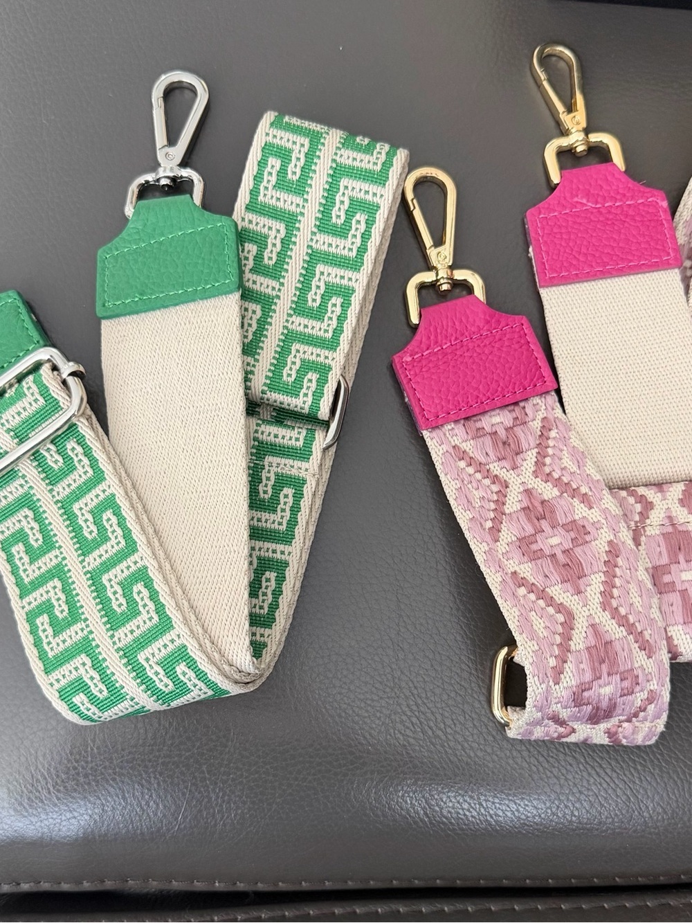 Green & Pink Decorative Bag Straps